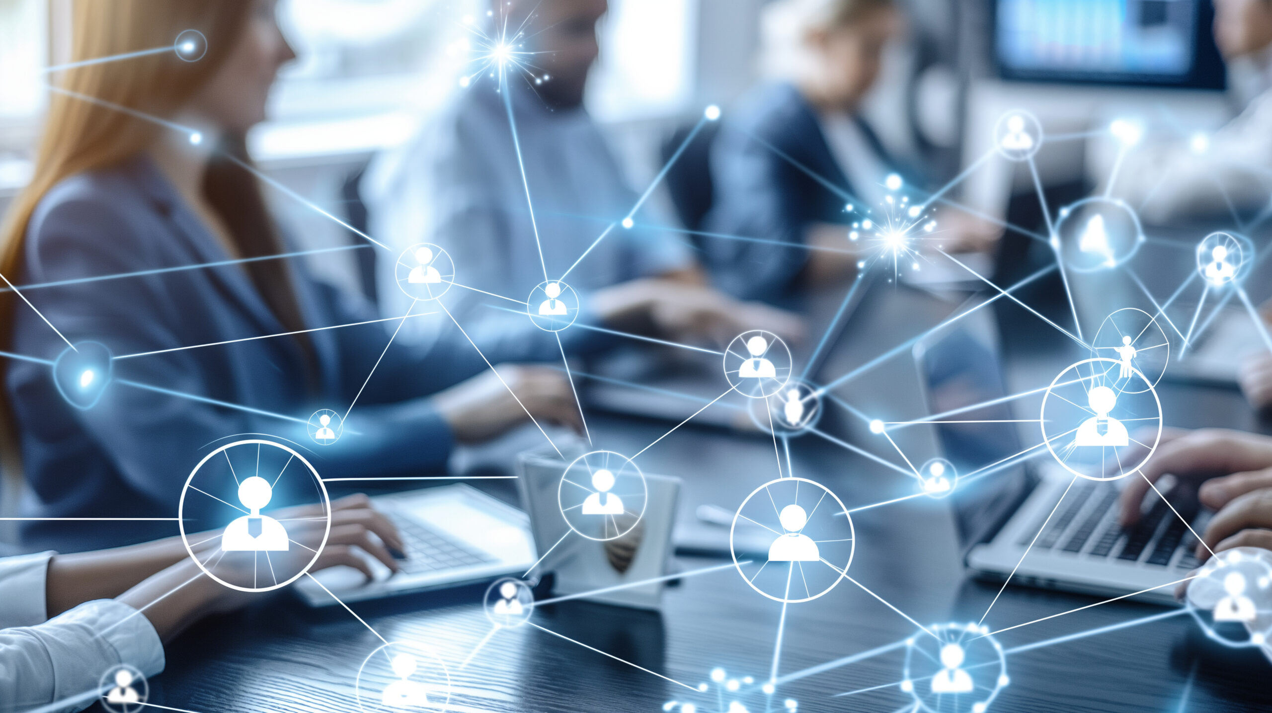 Professionals attending a webinar hosted on a social media platform, engaging in sessions and networking with peers.